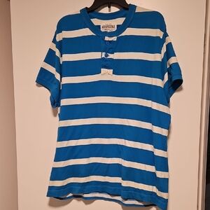 Aeropostale Blue and White Striped Polo